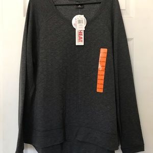 NWT Charcoal Fleece lined boat neck